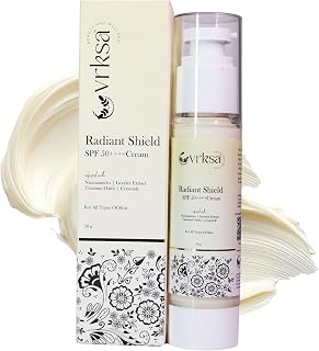 vrksa SPF 50++++ Sunscreen for Sensitive Skin | Radiant Shield Sun"s Cream with Niacinamide Licorice Extract | Broad Spect... Price In India