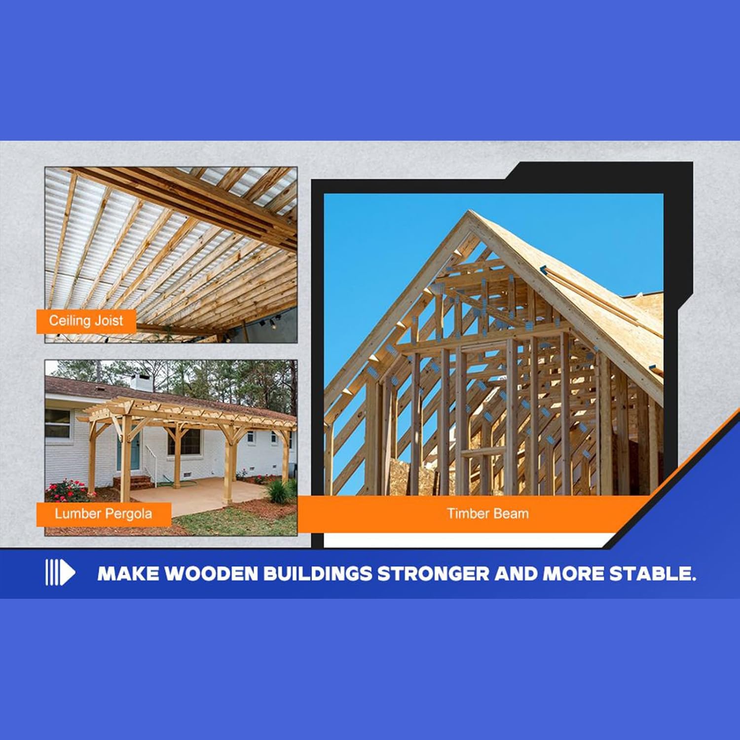Strong Tie Brackets | Steel Corner Braces Roof Brackets,Heavy Duty Roofing Connectors Wood Joist Hangers Hardware for Ceiling Beam Shed Gazebo Pergola Fence