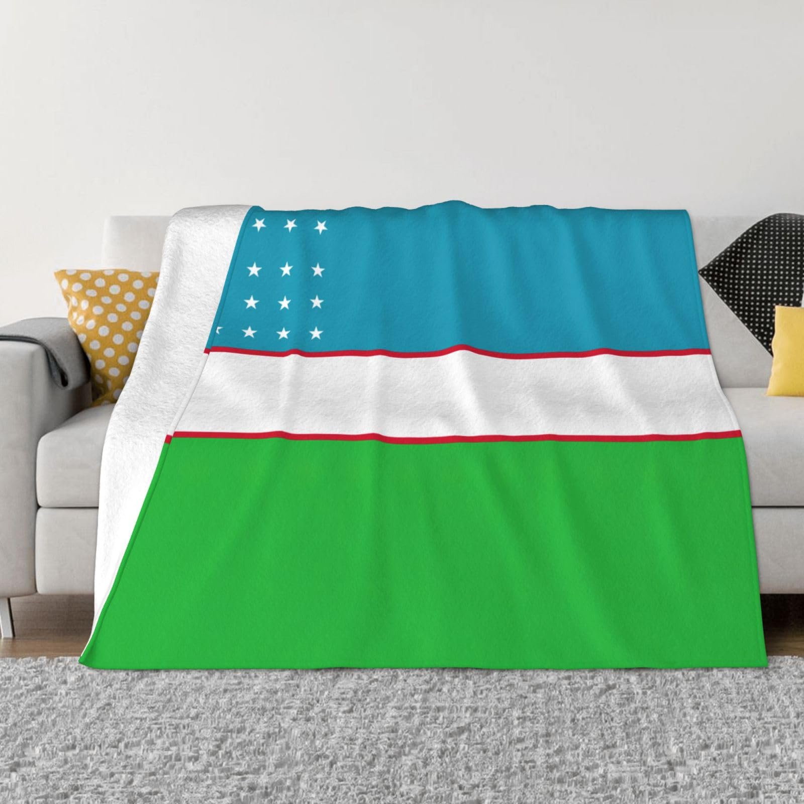 Couverture micro-polaire Ouzbékistan plaid flanelle doux idée cadeau lit et canapé