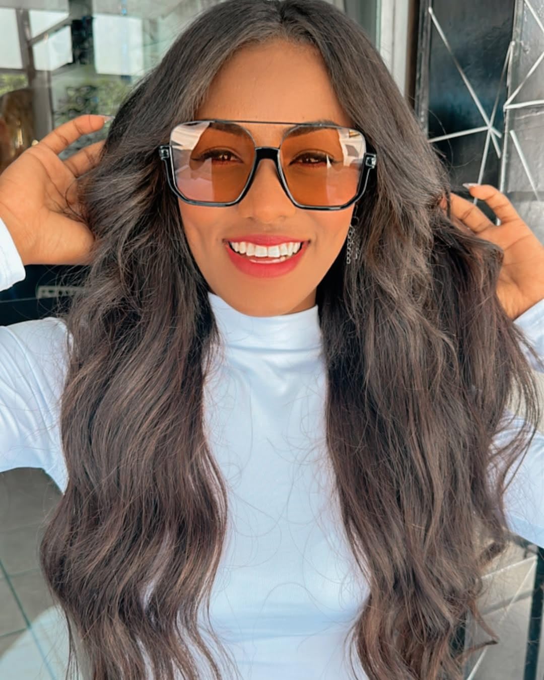 Retro Oversized Aviator Sunglasses for Women Men Square Double Bridge Pilot Sun Glasses 70s Trendy Shades - Image 8