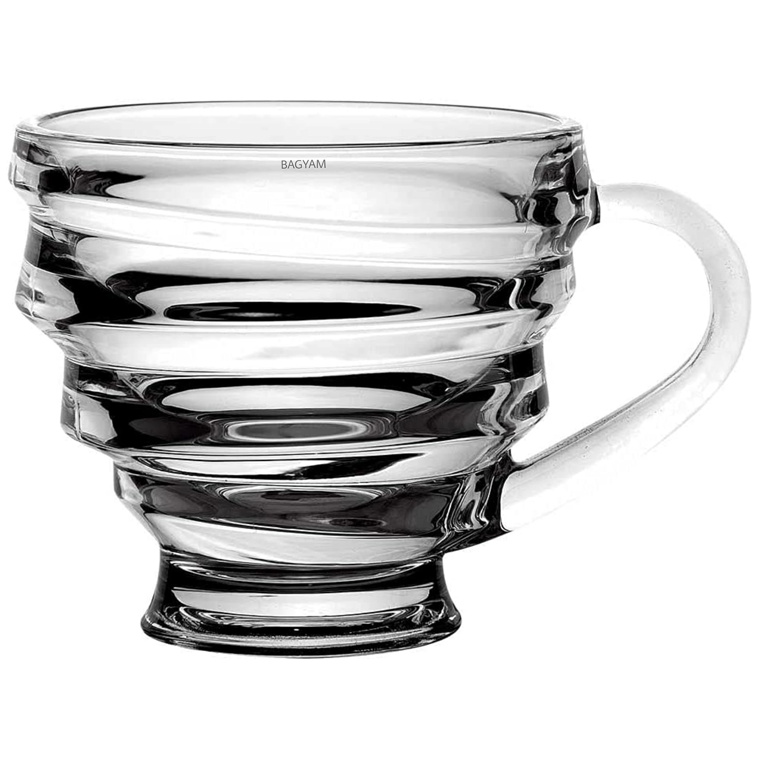 Glass Tea Cups Set of 6 - Elegant Drinkware -8
