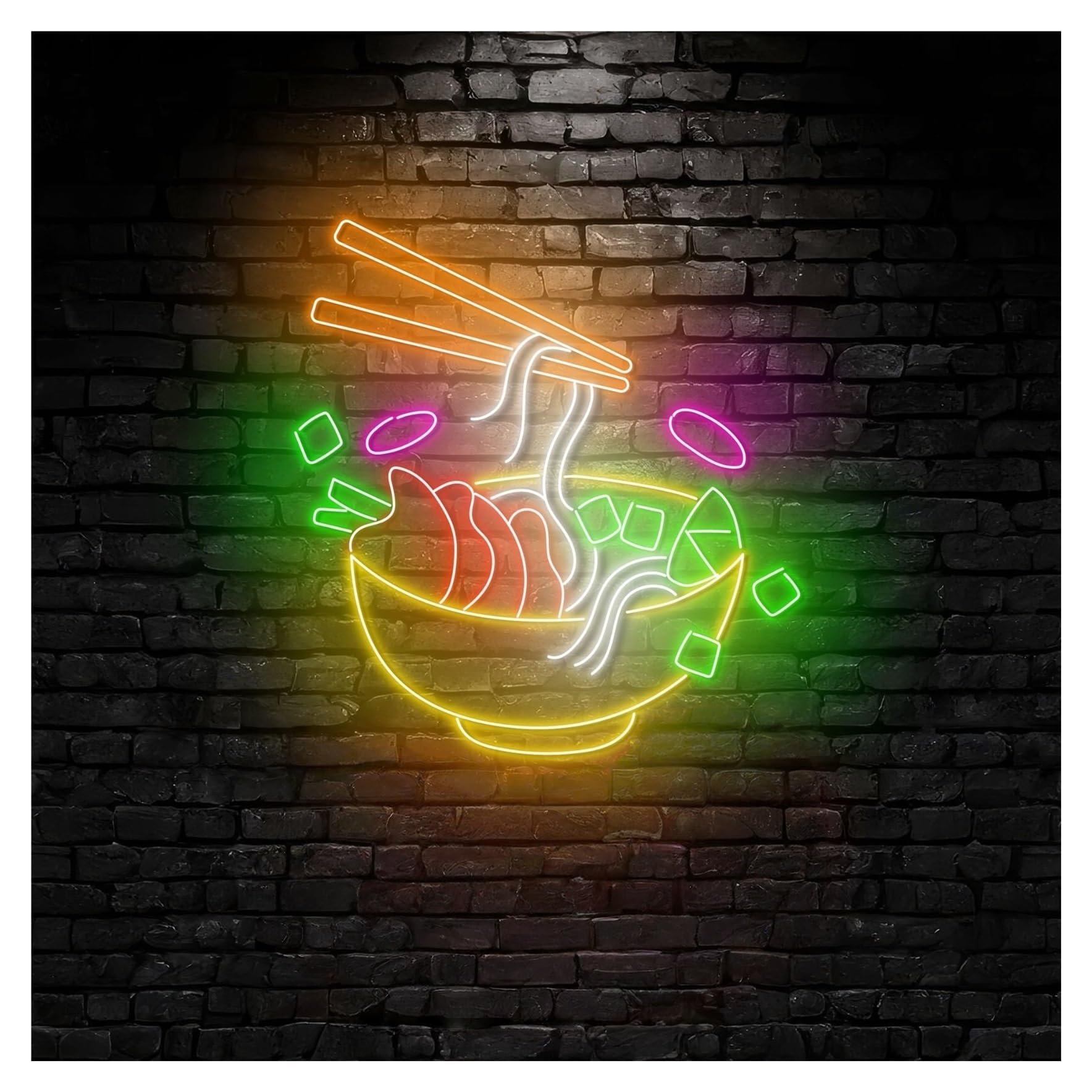 RONGCH Hanging Art Neon Signs Rice Noodles Neon Sign, Suitable for Restaurant Kitchen Decor with Dimmable 50cm