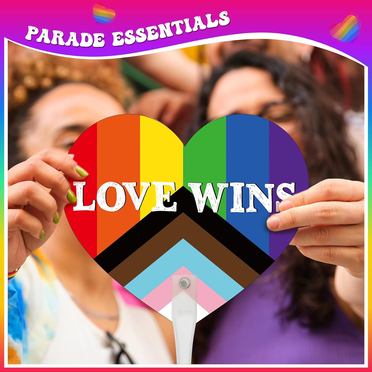 Kidum 100 Pcs Rainbow Hand Fans Love for LGBT Gifts Bulk Accessories Love Wins Handheld Fan Favor Fans for Rainbow Parade Festival Events Photo Party Supplies (100) (100)
