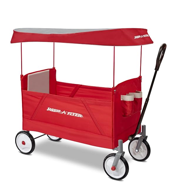 Radio Flyer EZ con toldo Vagón Plegable, Rojo, Carrito Plegable para niños de más de 1,5 años