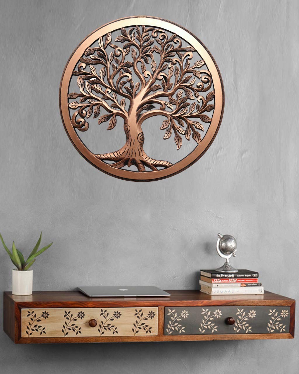 Wall Decor Hanging, Tree of Life Design, Wall Mounted & Hanging for Home Decor, Living Room Decor 22 Inch (Bronze)