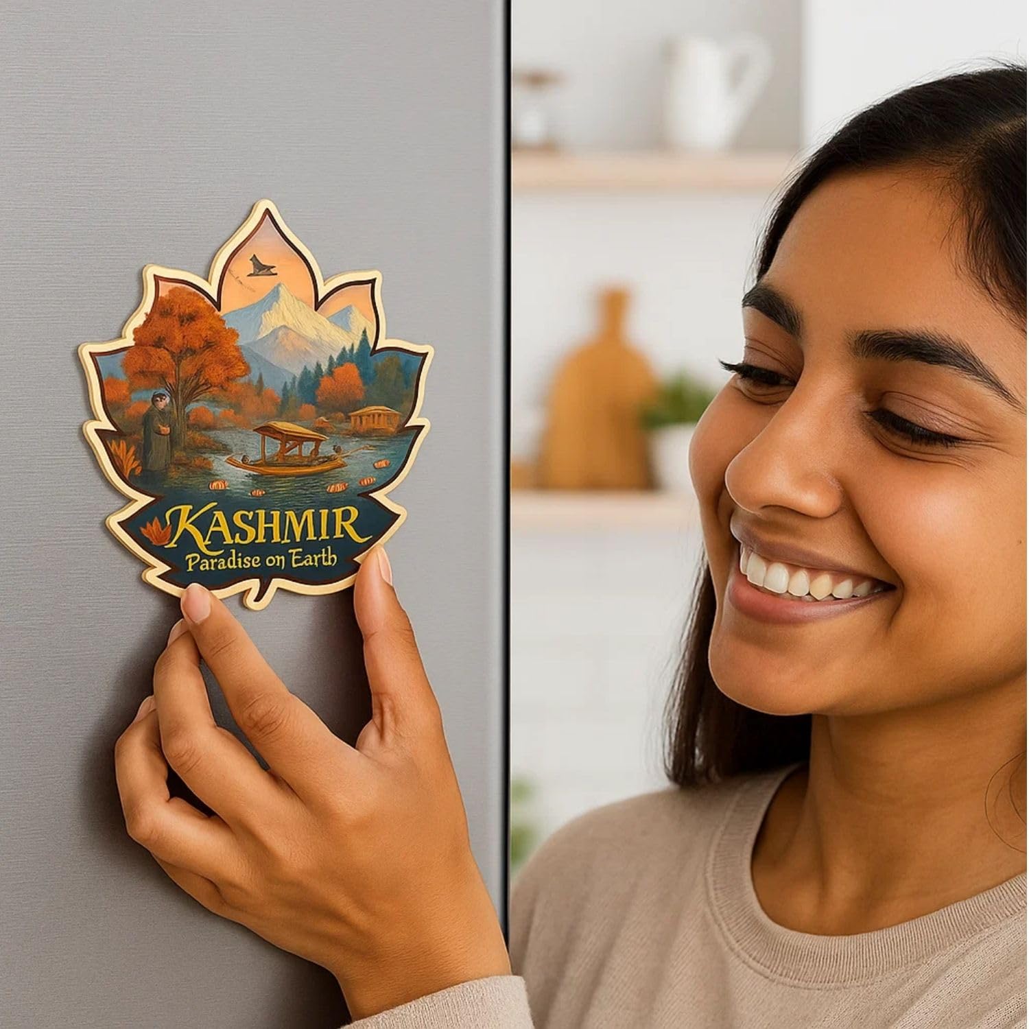 Kashmir Fridge Magnet - Stunning India Art -7 Kashmir Fridge Magnet - Stunning India Art -7