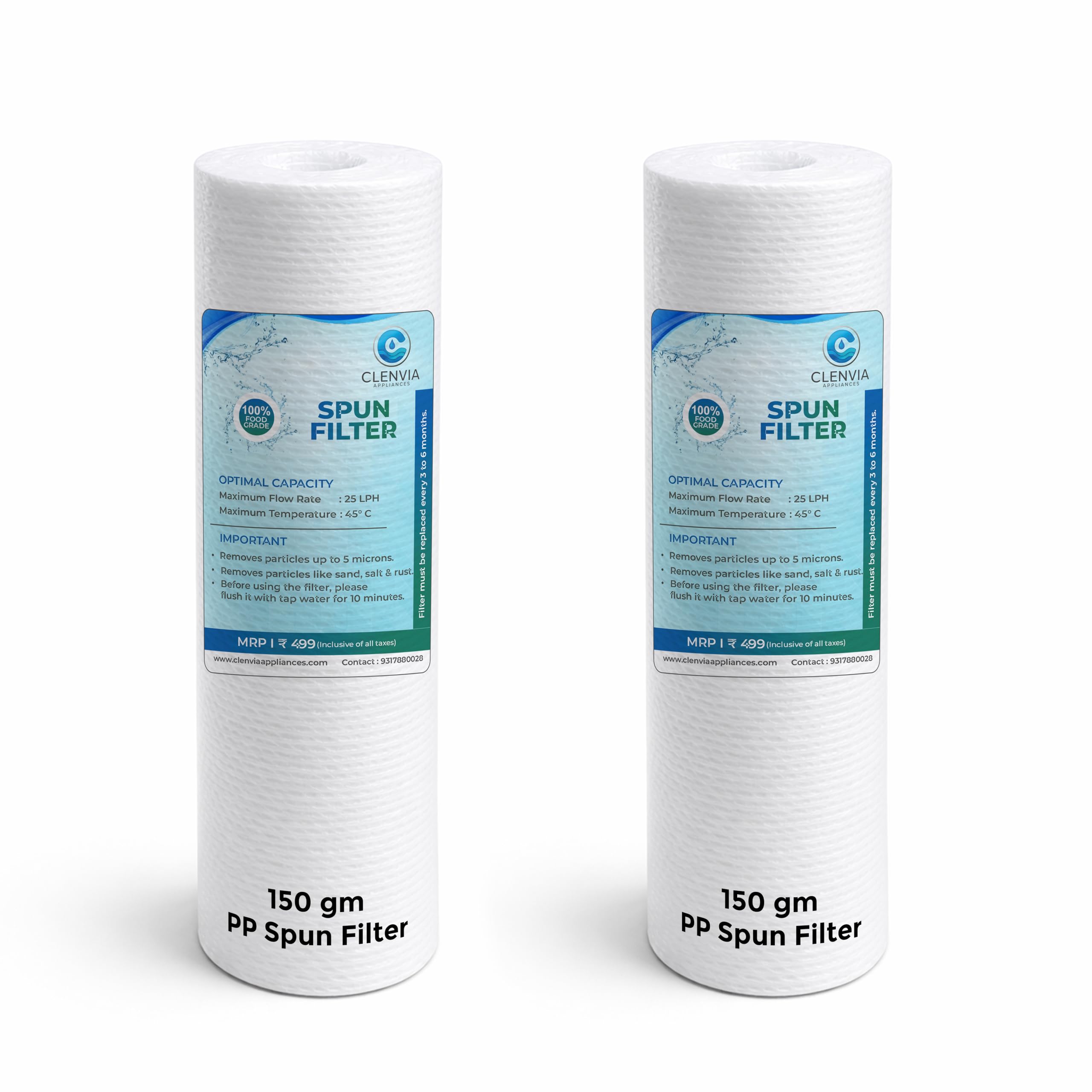 Premium Spun Filter 10 Inch for Water Purifiers | Long Life Sediment Cartridge(Pack of 2)