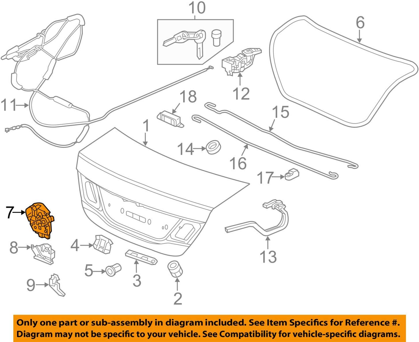 Honda Genuine 74851-TR6-A11 Trunk Lock Assembly