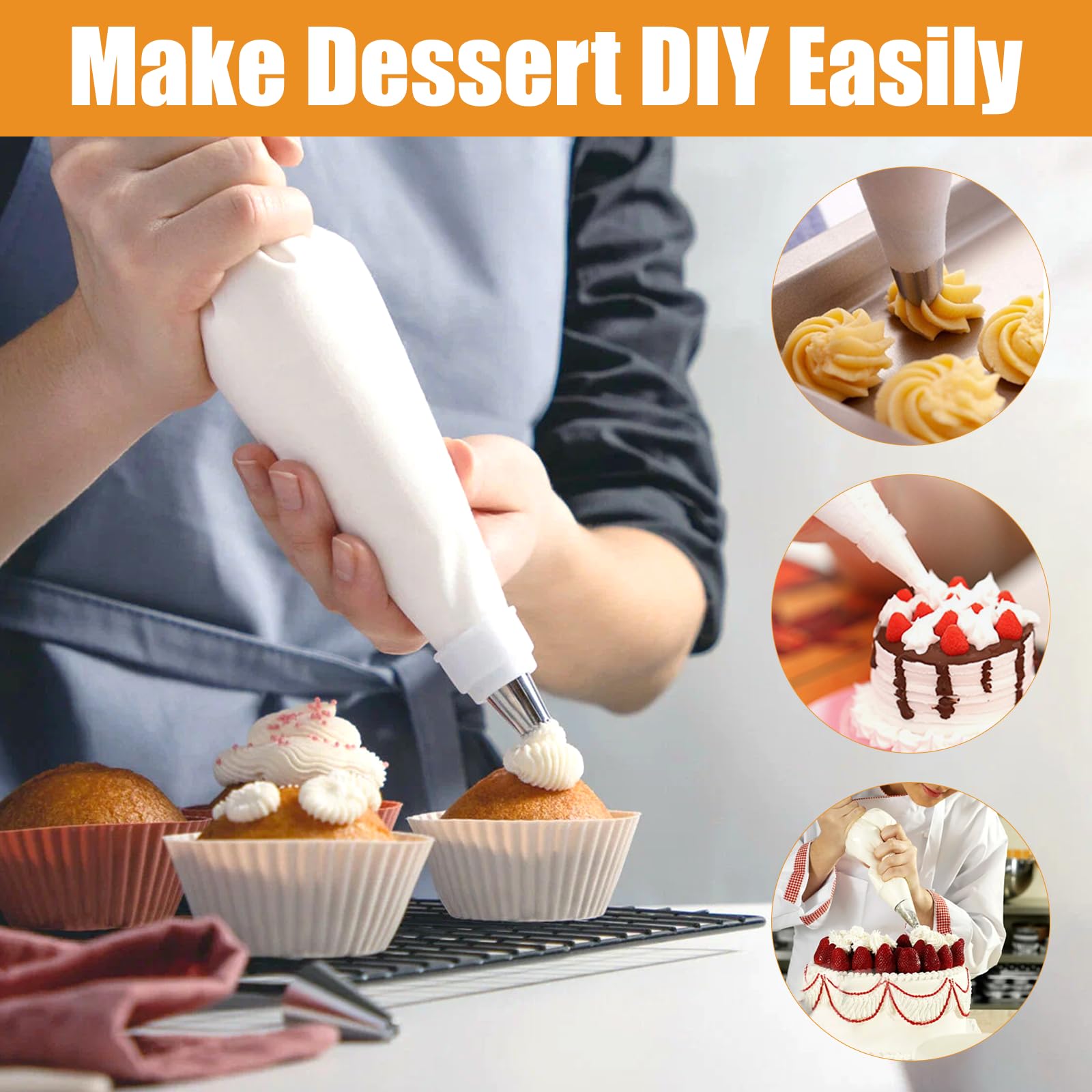 Douilles à Pâtisserie Kit Poche à Douille SGERUFZ - 100 Poches Jetables 6 Douilles Inox Adaptateurs - Pour Décorations Gâteaux Poche Jetable Pâtisserie