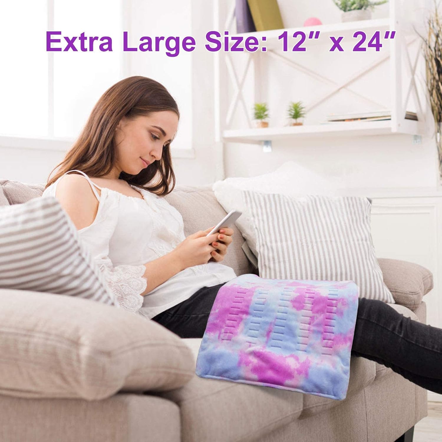 GOQOTOMO Heating Pad Fast-Heating Technology for Back/Waist/Abdomen/Sh-oulder/Neck Pain and Cramps Relief - Moist and Dry Heat Therapy with Auto-Off Hot Heated Pad by-Colorful