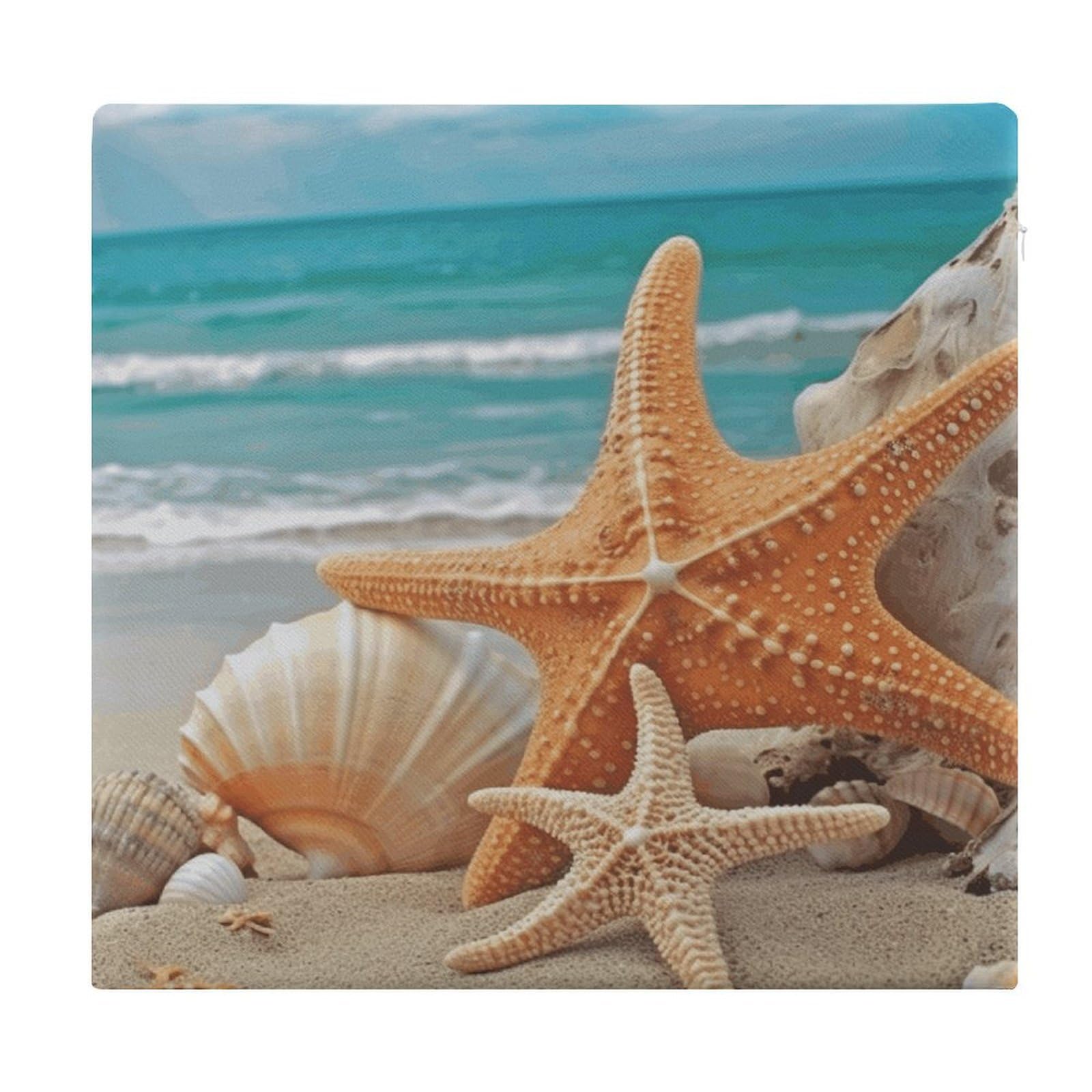 Adfgyerh Style Starfish Seashell Beach Cushions Memory Foam For Adults, Seat Cushion Chair Pads Soft, Square Pillows For Dining, Kitchen, Office, Patio Chairs