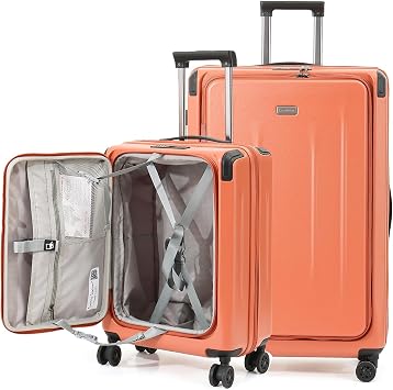 Carry On Luggage, 20Inch & 29 Inch Top Opening Airline Approved ABS+PC Hard Shell Suitcases with Silent Wheels, TSA Lock,Front Pocket and Wet-dry Separated Six-piece Set AD Orange