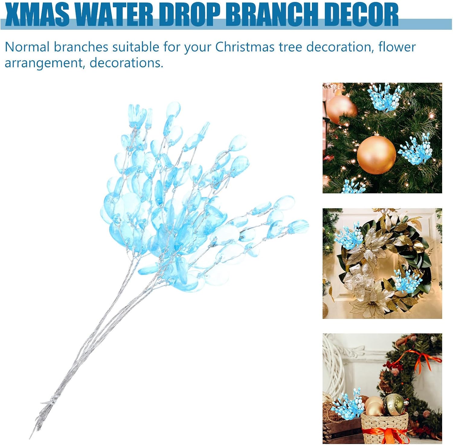 Xmas Water Drop Decor Plastic Iron Wire 50pcs Christmas Party