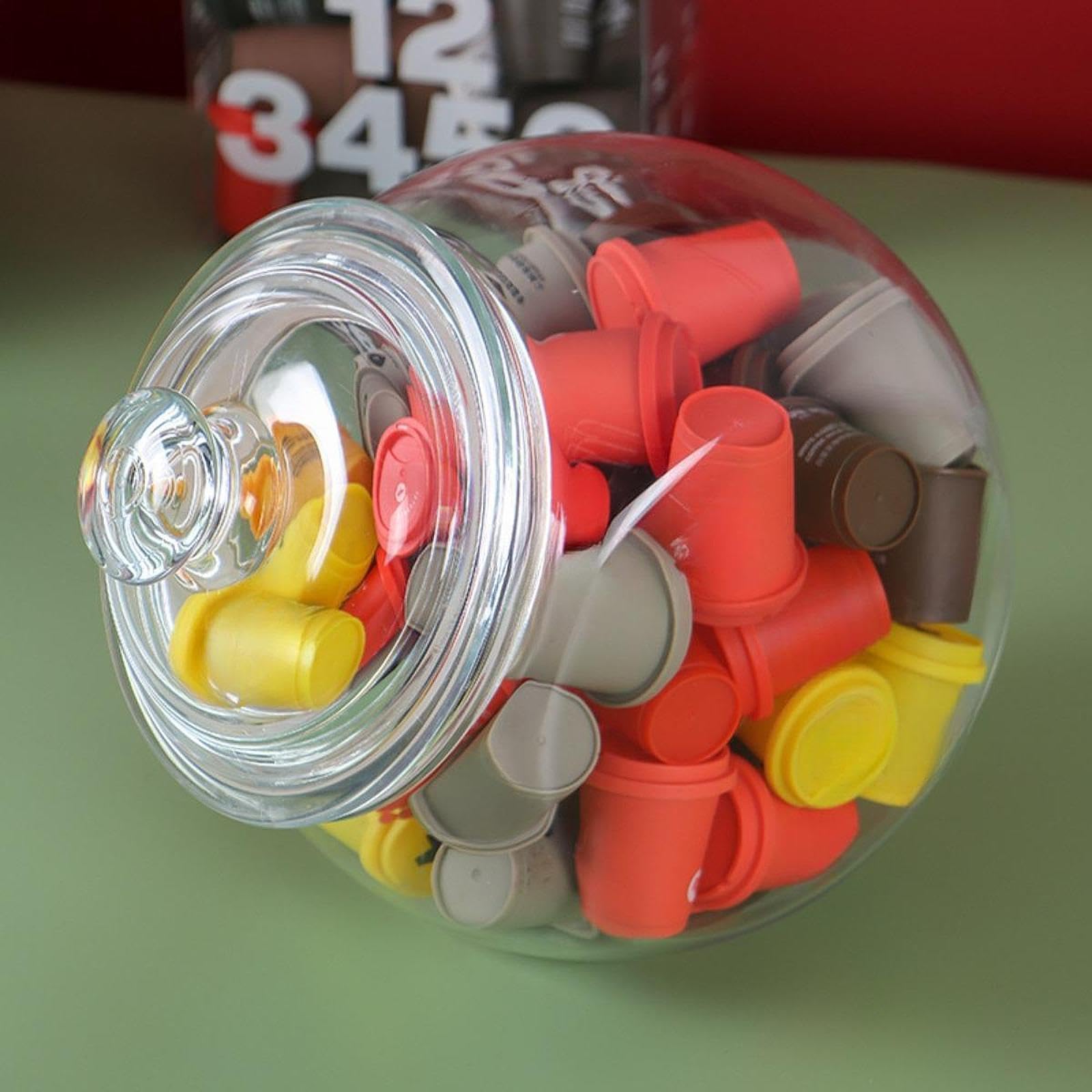 Tarro de Cristal Inclinado, Tarro de Dulces Multifuncional con Cierre, Recipiente de Almacenamiento para Decoración del Hogar, 6.2l, Individual