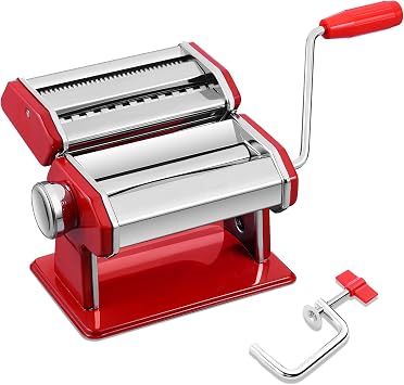 Pasta Machine, 150 Roller Pasta Maker, 9 Adjustable Thickness Settings Noodles Maker with Aluminum Alloy Rollers and Cutter,Perfect for Spaghetti, Fettuccini, Lasagna or Dumpling Skins