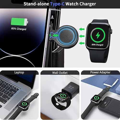 Miniatura 5 de Estación de carga inalámbrica 4 en 1 con organizador de escritorio, organizador de oficina de cuero con soporte de cargador inalámbrico para