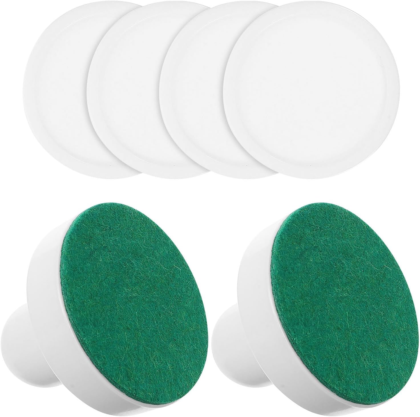 ORFOFE Air Hockey Pucks and Paddles Replacement Set for Indoor Tabletop Games, Includes 60Mm White Pushers and 51Mm White Plastic Pucks, Compatible with Air Hockey Tables for Family and