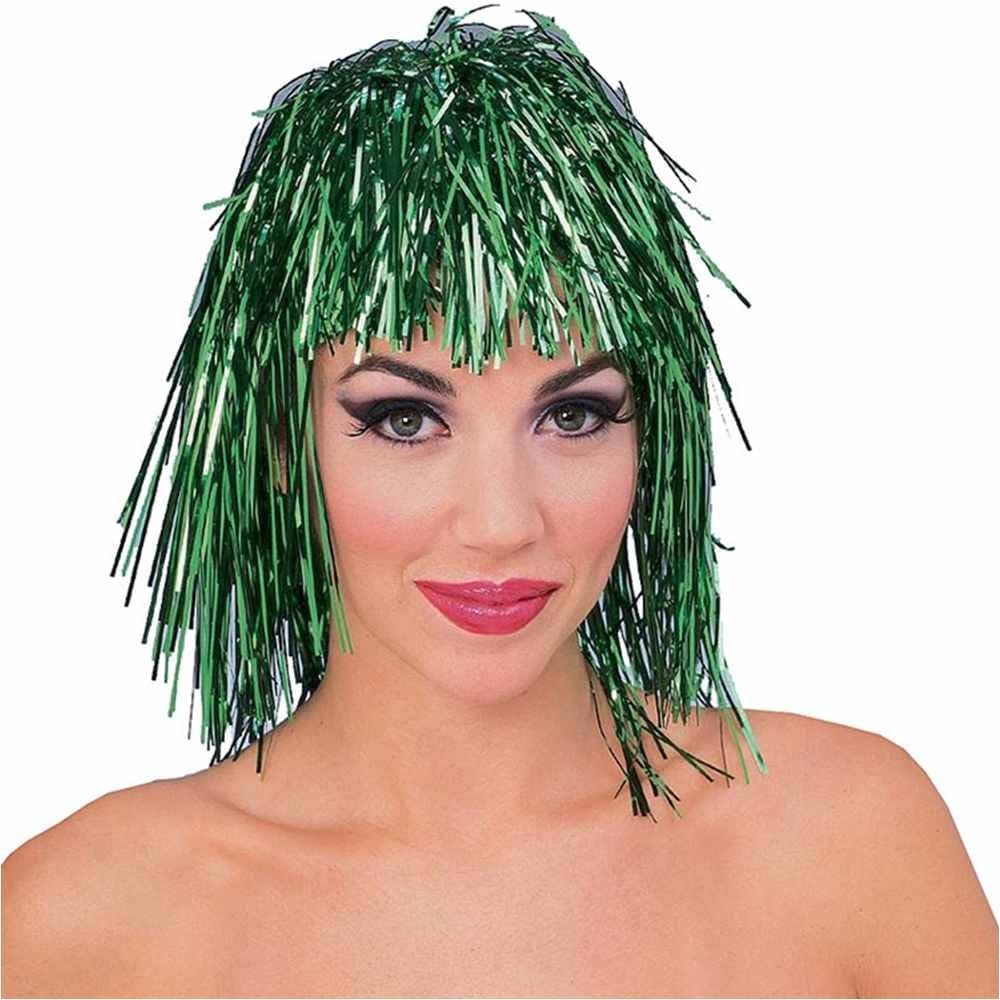 Green Tinsel Wig for St Patrick Day or Football Team