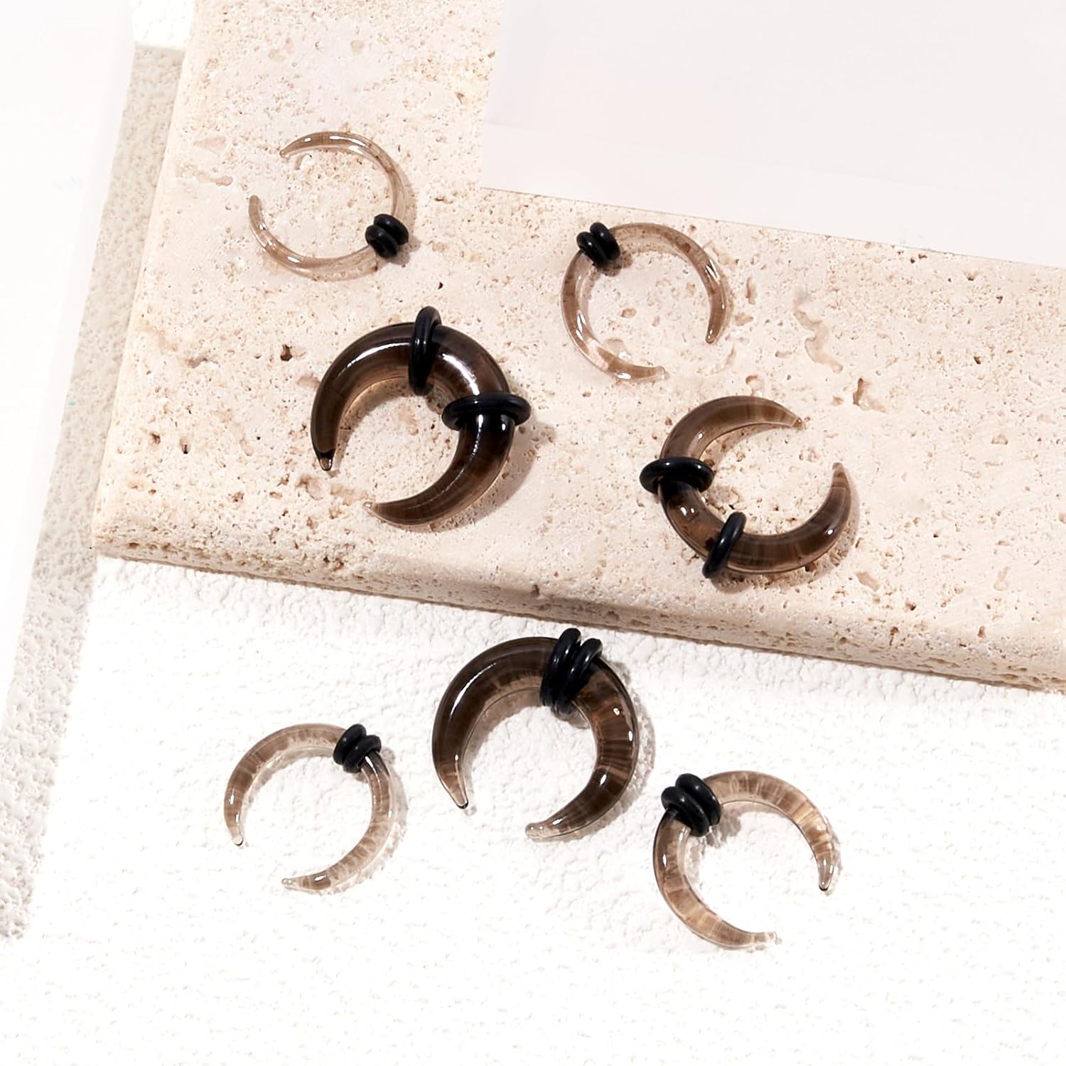 Stuppendux 2 PCS 14G-2G Glass Septum Stretching Buffalo Pincher Tapers Fresh Stretch Body Piercing Gauges Ear Hangers - Image 3