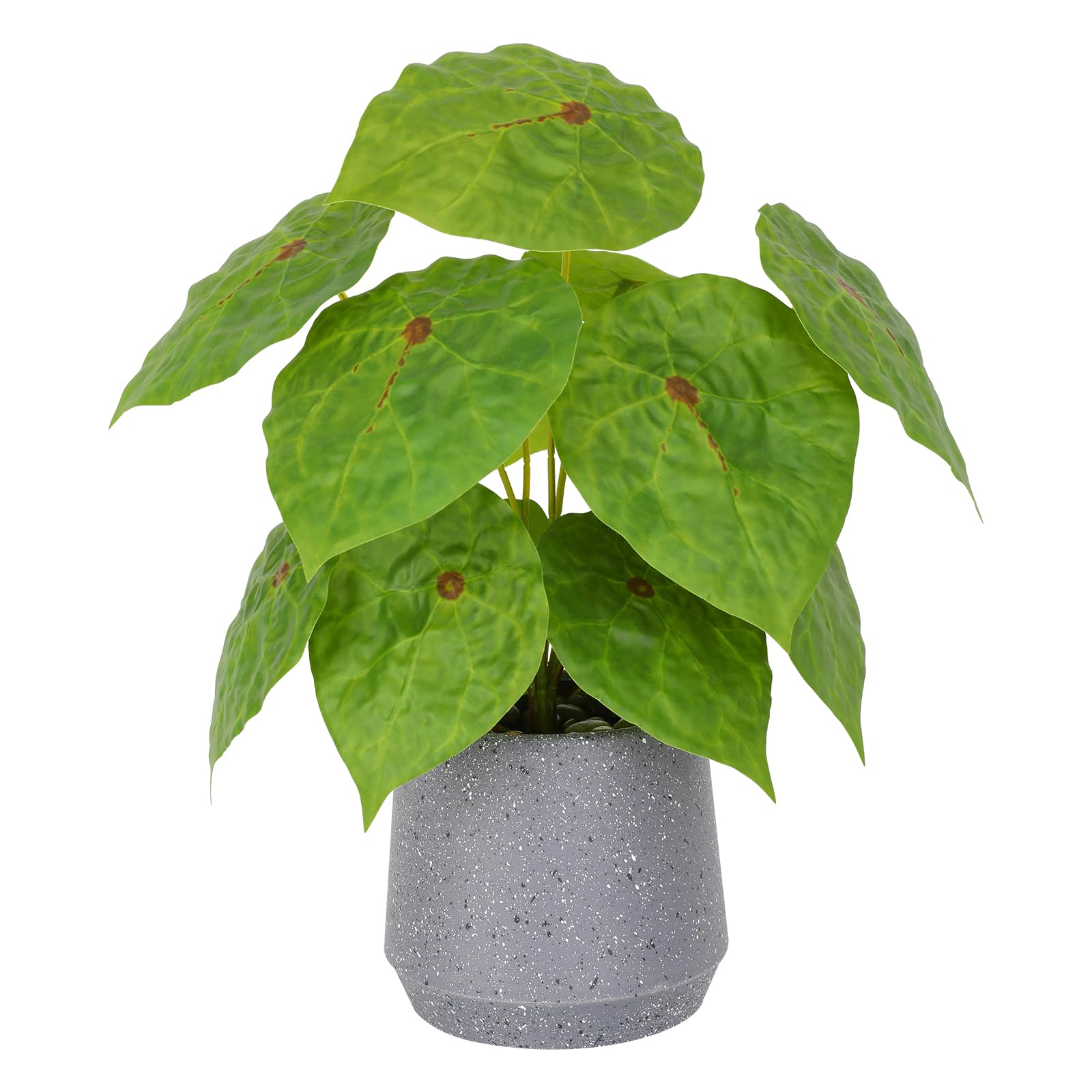 LUWENER Artificial Greenery Plant in Grey Pot,12.5"/32cm Large Fake Green Plant with Greenery Leaves for Indoor Living Room office Bathroom Home Decoration(Imperial Concubine)