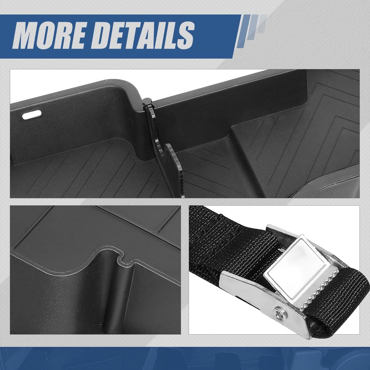 Auto Dynasty Rear Under Seat Tool Cargo Storage Box Organizer Tray Compatible with Chevy Silverado GMC Sierra 1500 2500HD 3500HD Crew Cab Pickup 2007-2019, Lightweight Design, Glossy Black
