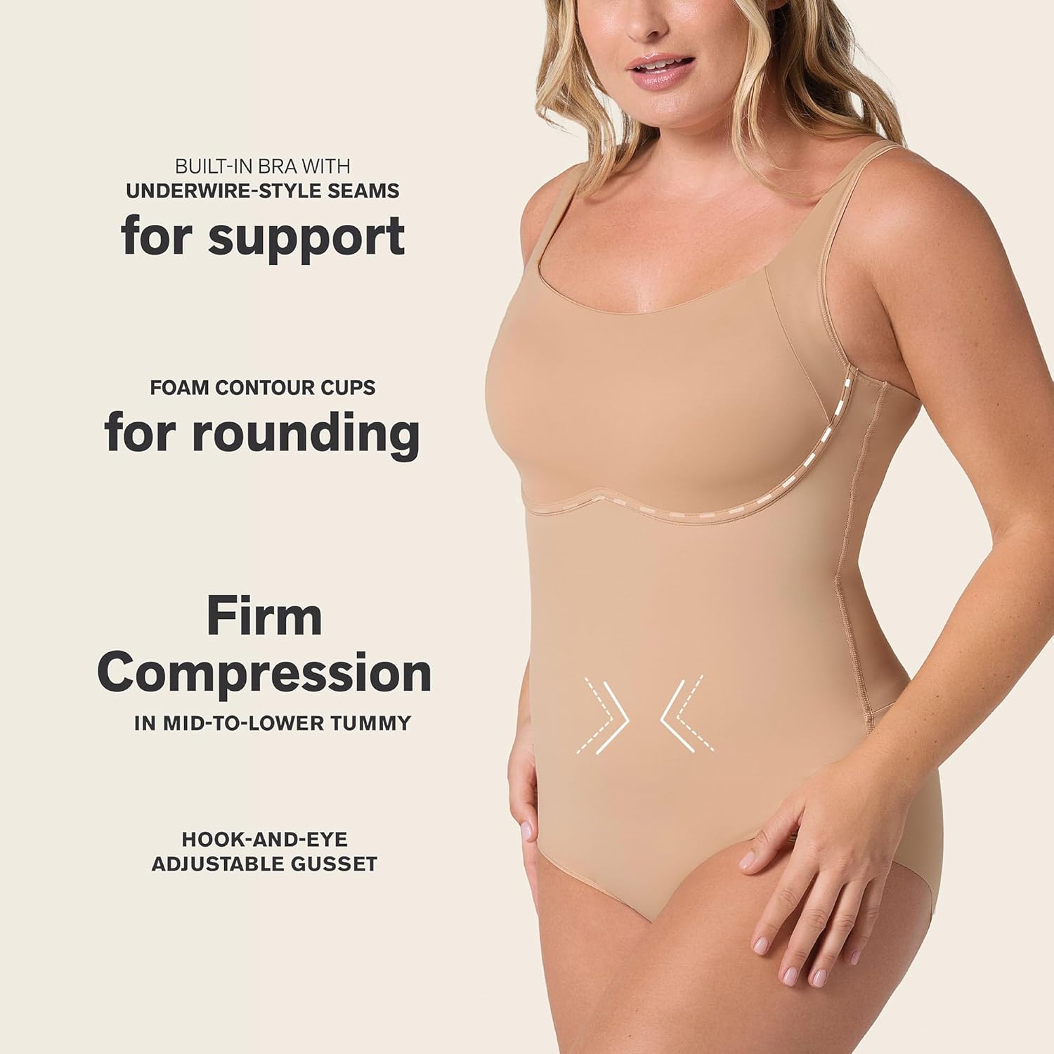 Leonisa Core Boldly Shapewear for Women – Scoop Back Wireless Classic Sculpting Bodysuit with Tummy Control - Image 2