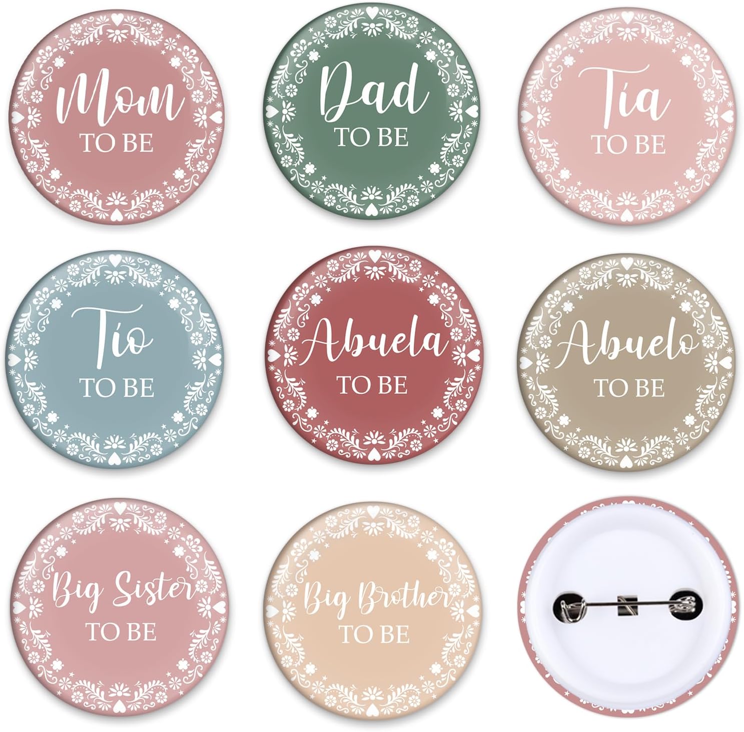 8 PCS Strawberry Baby Shower Family Pins Pink Mom Dad Uncle Aunt Grandpa Grandma Big Sister Brother to Be Badges Pin Buttons for Berry Sweet Baby Shower Gender Reveal Party Favors Accessories
