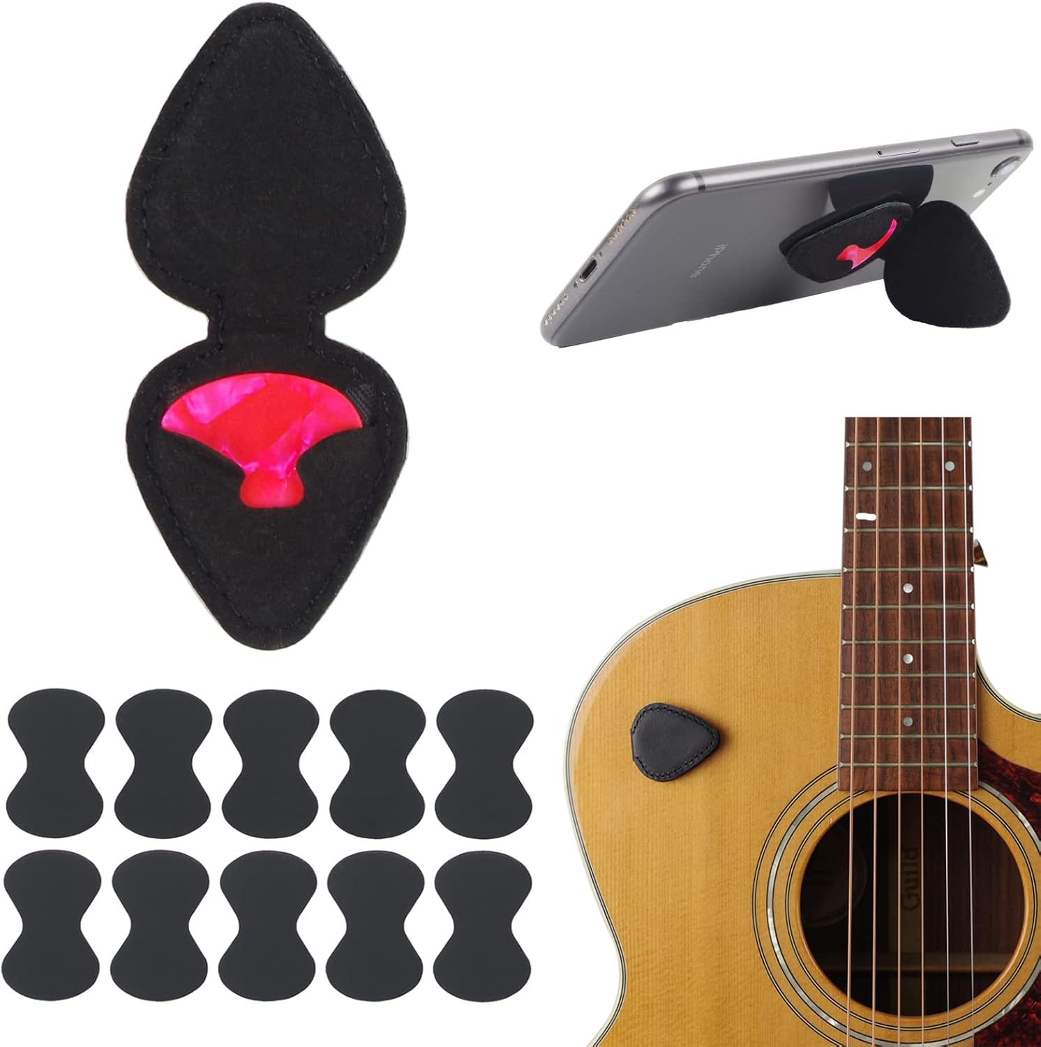 Guitar Picks Holder with 10pcs Guitar Pick Grip, Grips for Guitar Picks