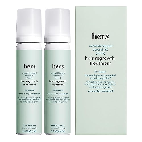 Tratamiento para el crecimiento del cabello hers - Espuma tópica de minoxidil al 5% para mujeres - Fuerza extra - Apoya cabello más grueso y