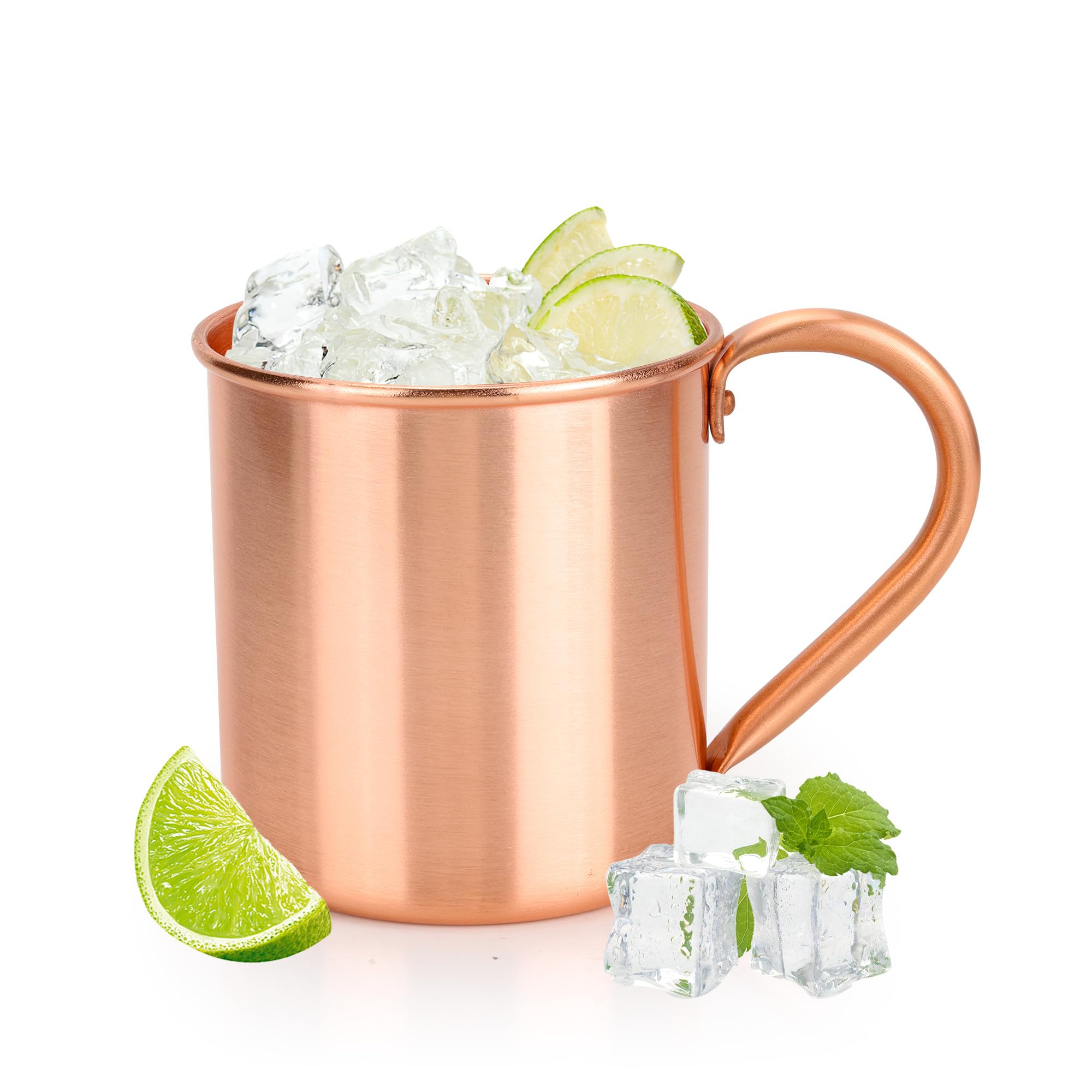 WENLISELL 450ml Copper Mug with Handle, 15oz Moscow Mule Copper Mug, Solid Metal Cup for Beer, Milk, Coffee, Water