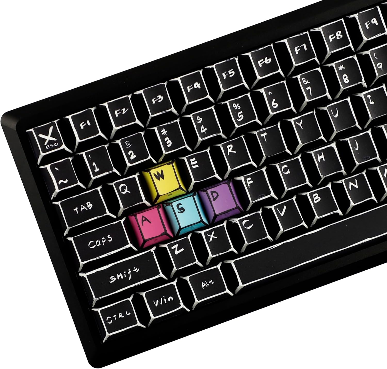 YMDK Retro Color Hand-Drawn Manga Theme Keycaps Sidelit Anime Comic Full Set 128 Keys Creative Interesting Homemade Custom Keycap PBT Dye Sub Cherry Profile Key Caps for MX Mechanical Keyboard