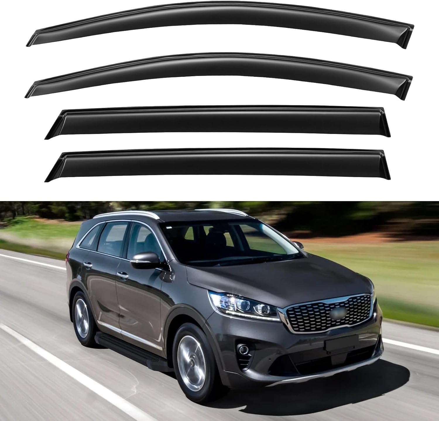 Window Visors Rain Guards for 2016 2017 2018 2019 2020 Kia Sorento, Out-Channel Window Vent Wind Deflectors Visors Shades for 16 17 18 19 20 Sorento 2016-2020 Kia Sorento
