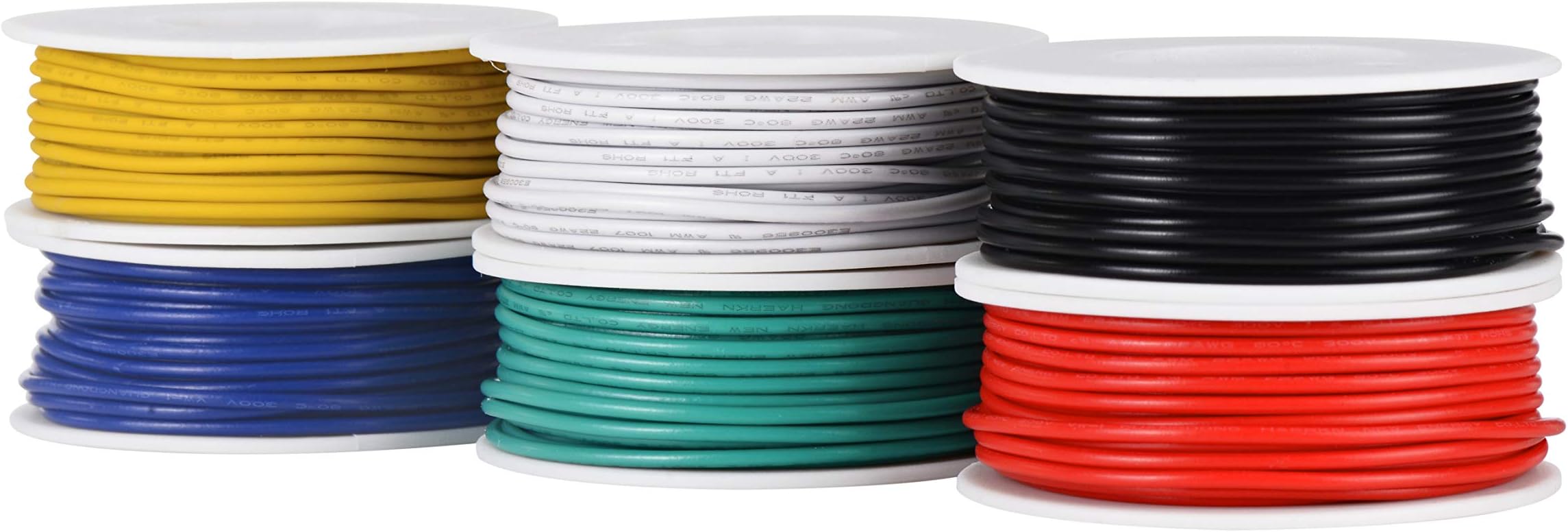 TUOFENG 20 AWG PVC Electrical Wire Kit- 6 Different Colored 23 Feet spools- 20 Gauge Stranded Wire- Tinned Copper Hookup Wire Kit for DIY DC