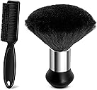 Barber Brush and Neck Duster Set - 2 Piece Professional Barber Brush Neck Duster for Hair Cutting, Cleaning, Hair Stylist Tools and Salon Supplies