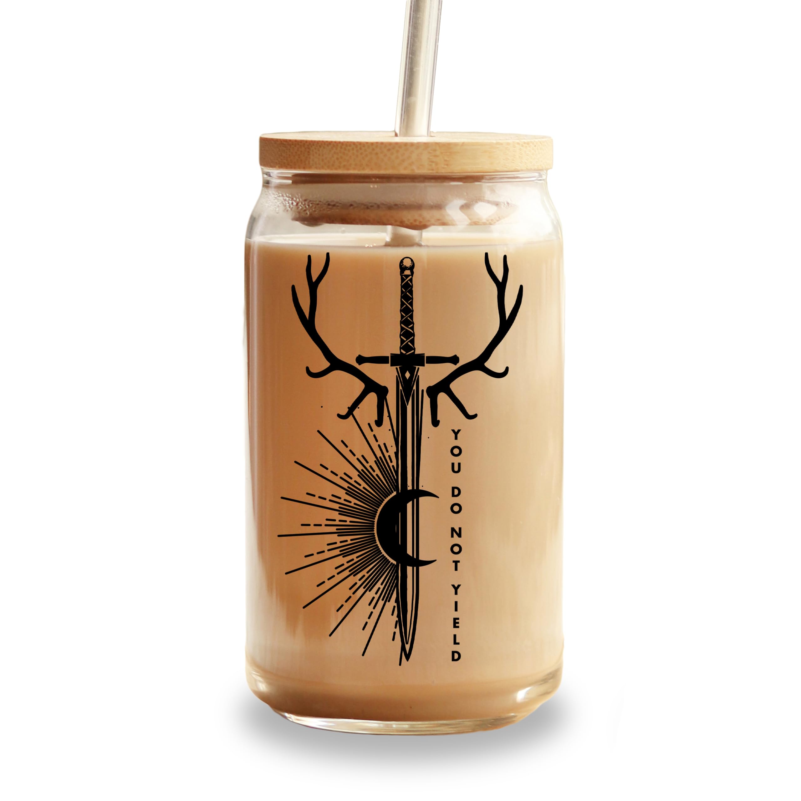 Sip-Sip Hooray Throne of Glass 16oz Glass Tumbler with Bamboo Lid and Straw Bookish Coffee Cup for Fantasy