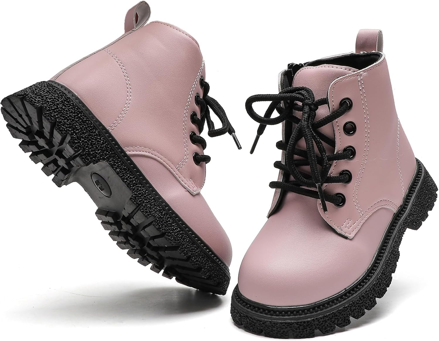 Kids Boots Boys Girls Bright Color Lace up Ankle Boots Side Zipper Boots - Image 4