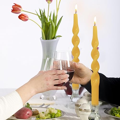 Miniatura 5 de Velas de cera de abeja 100% pura de 10 pulgadas, hechas a mano, sin perfume, paquete de 2 velas en espiral de cera de abejas orgánicas sin humo para