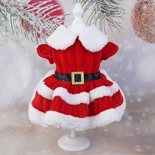 Miniatura 2 de Idepet Traje de Navidad para perro, vestido de Papá Noel, disfraz de cachorro, falda de perro de Navidad para perros pequeños, niñas, ropa térmica