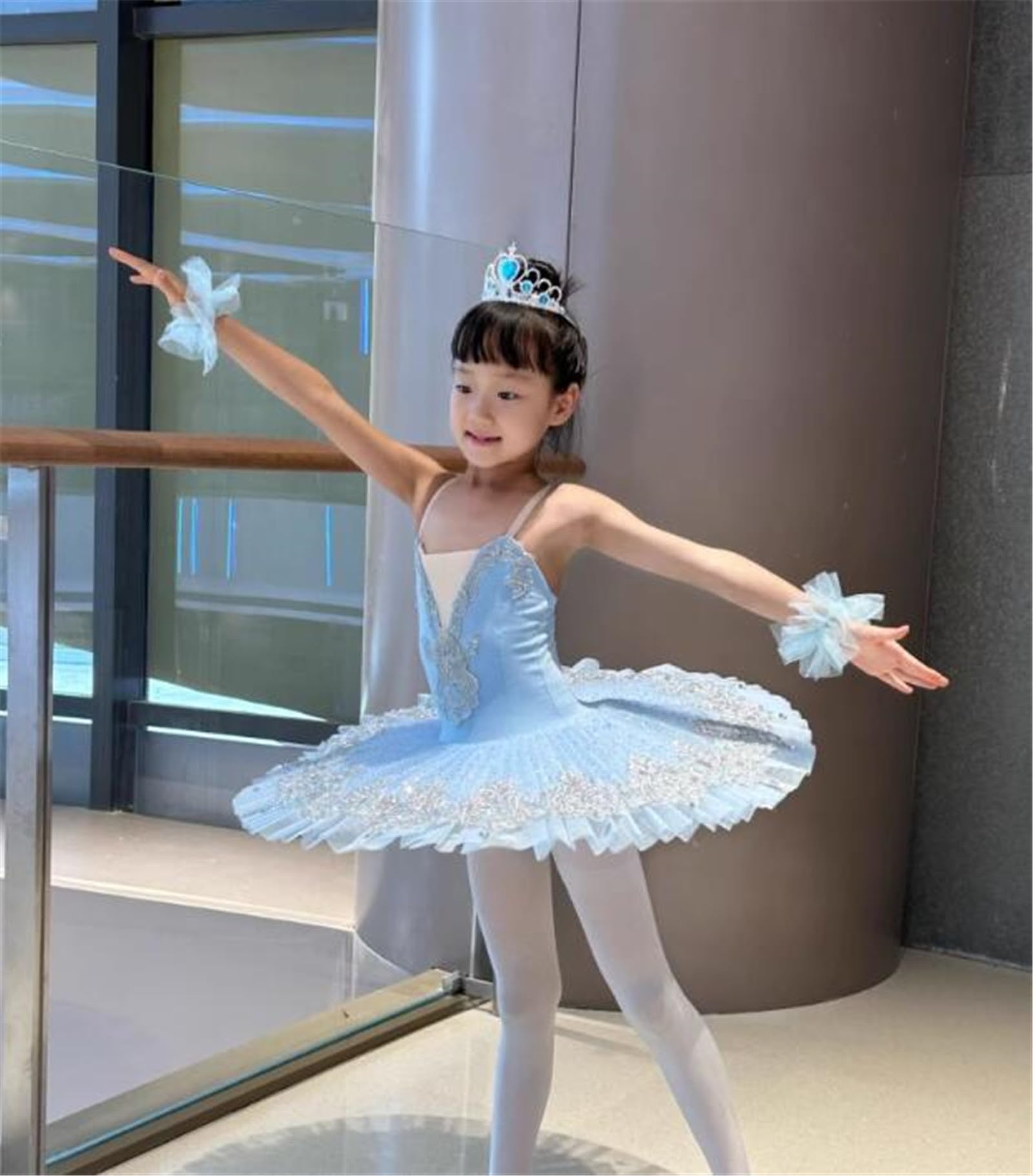 Vestido de tutú de Ballet Profesional para niñas, Disfraz de competición de Baile de Escenario de Bailarina de Lago de los cisnes de Princesa panqueque