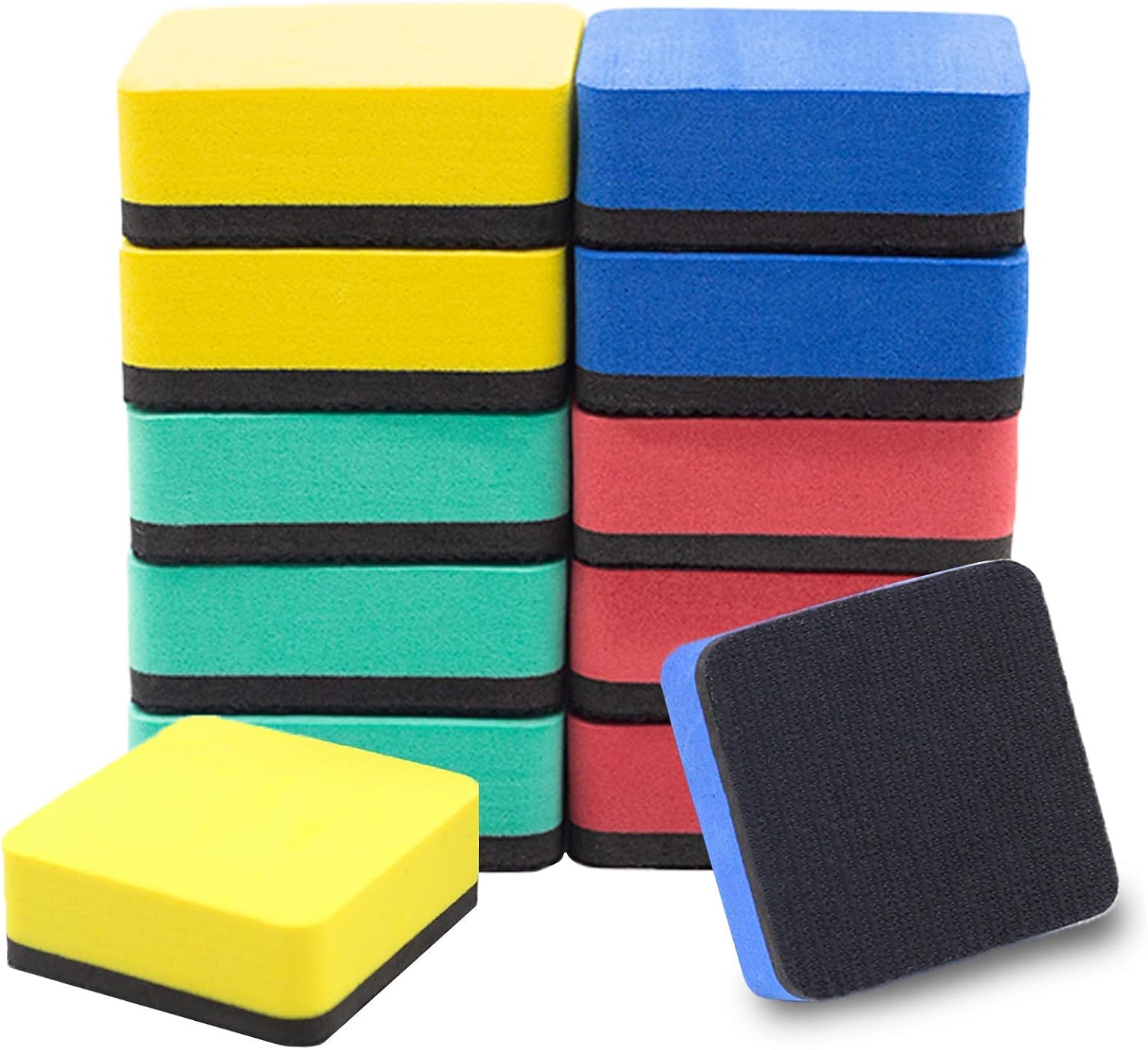 OWLKELA Magnetic Dry Erase Erasers 12 Pcs, White Board Accessories for Kids, Ideal for Refrigerator, Glass whiteboard, Magnetic Soft Whiteboard, Easily Clear All Marks