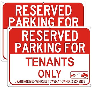 2Pack Large Reserved Parking Signs - Tenants Only Parking Sign, 14 x 10 x 0.04 Inches Aluminum Reflective Metal Sign, Rust Free Fade Resistant&Harsh Weather-Proof for Outdoor Use