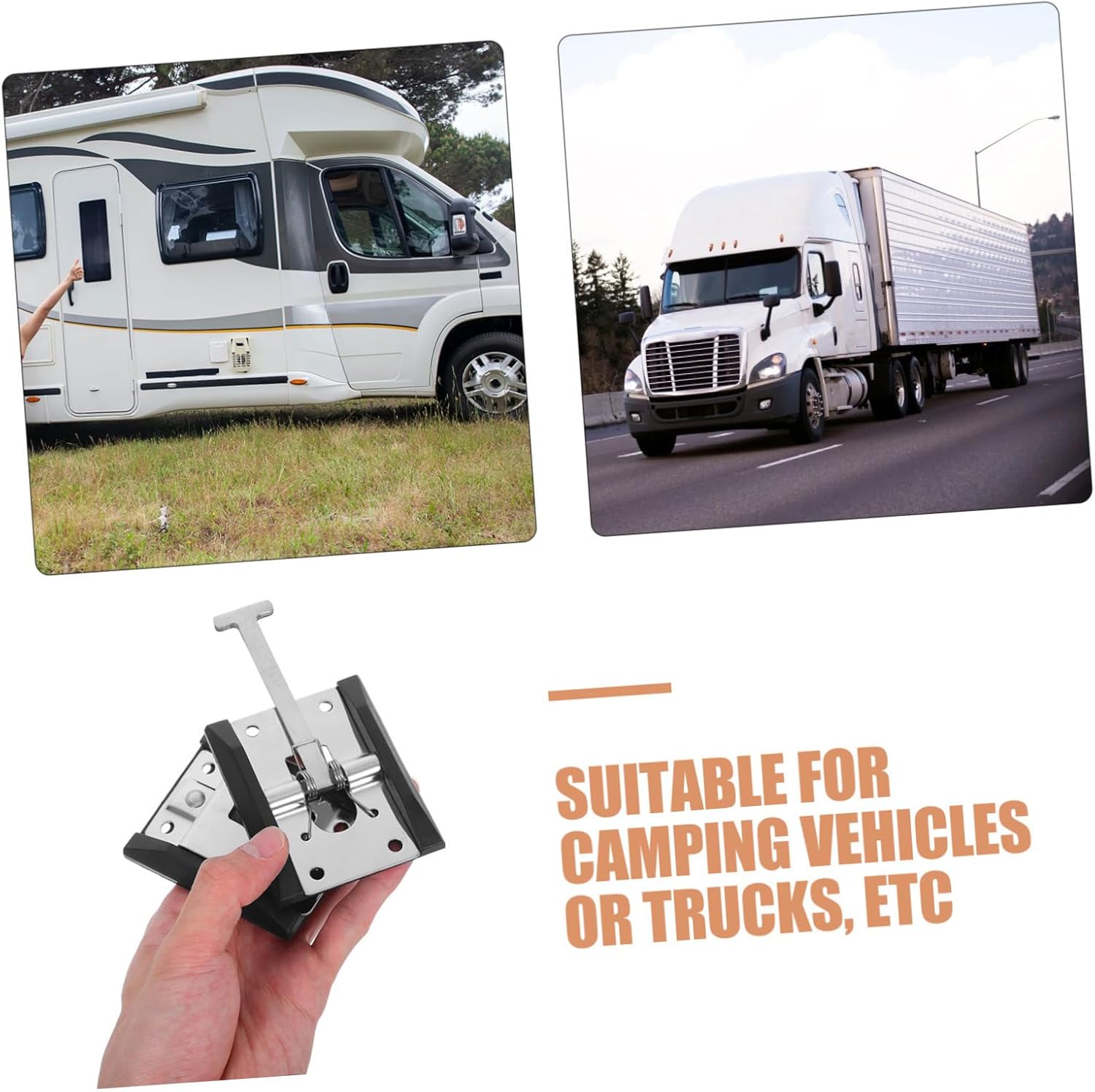 Stainless Steel RV Door Lock Clips Heavy Duty T-Style Cargo Trailer Door Holder for Secure Enclosed Trailer Locking Compatible RVs and Trucks