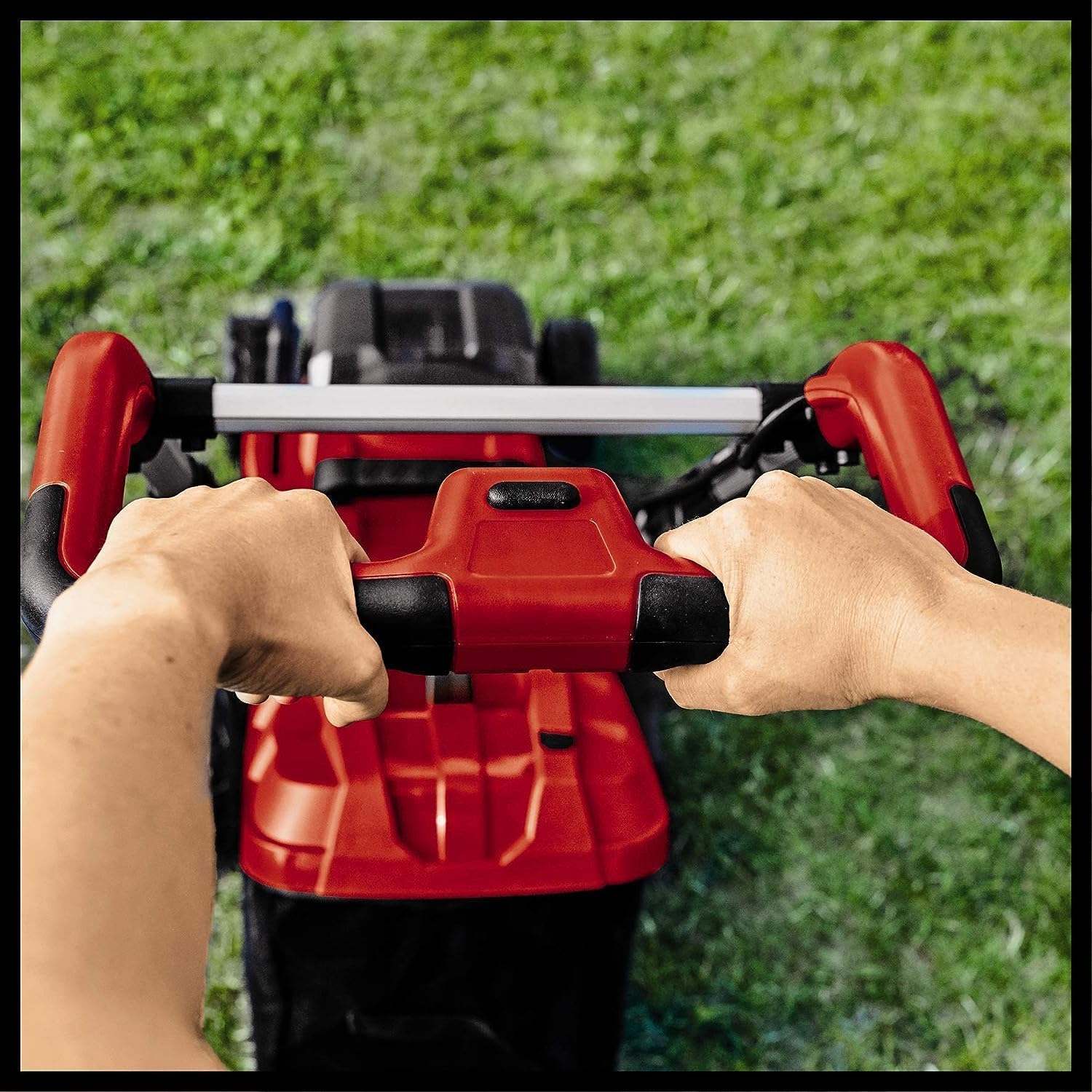 Einhell Cortacésped a batería GE-CM 36/34-1 Li-Solo Power X-Change (36 V, 33,5 cm Ancho de Corte, hasta 200 m², 30L Bolsa recolectora, 25-65 mm Altura de Corte, sin batería)