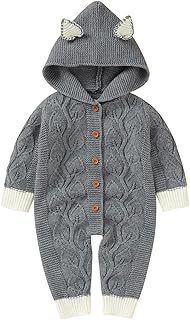 Generic Baby,Clothing,Baby Boys 0-24m,Bodysuits & One-Pieces,Rompers Kids Sweat Shirts Boys Newborn Infant Boy Girl Knitted Sweater Baby Hooded Jumpsuit Romper With Fox Ears Cotton 1 Piece Outfits Clothes Boys Lightweight Sweater