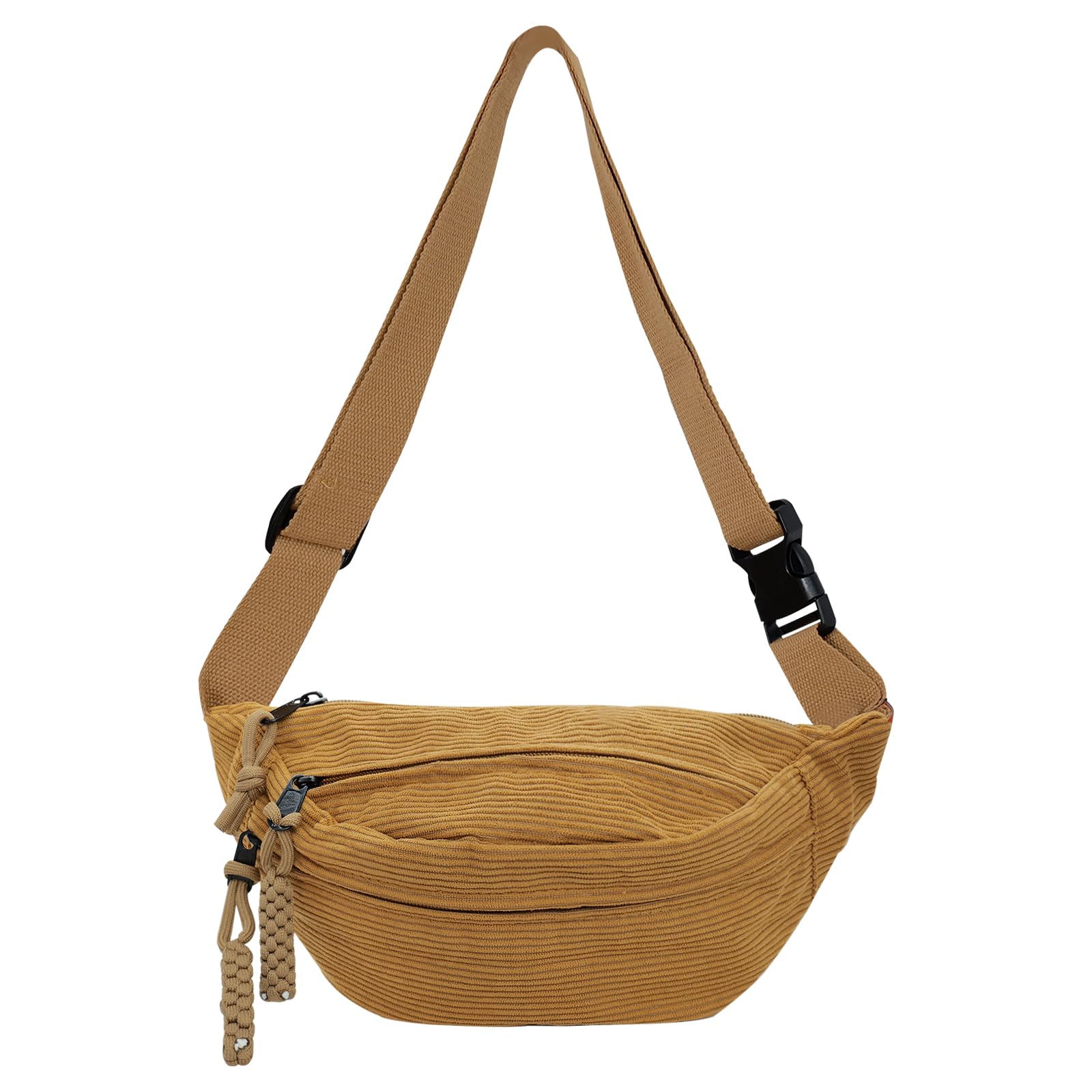XSDSLS Corduroy Bum Bag Waist Bag for Men Women,Crossbody Waist Bag Fanny Pack with Adjustable Strap Belt Bag for Travel Festival Walking Sport Running Outdoor Gym (Khaki)