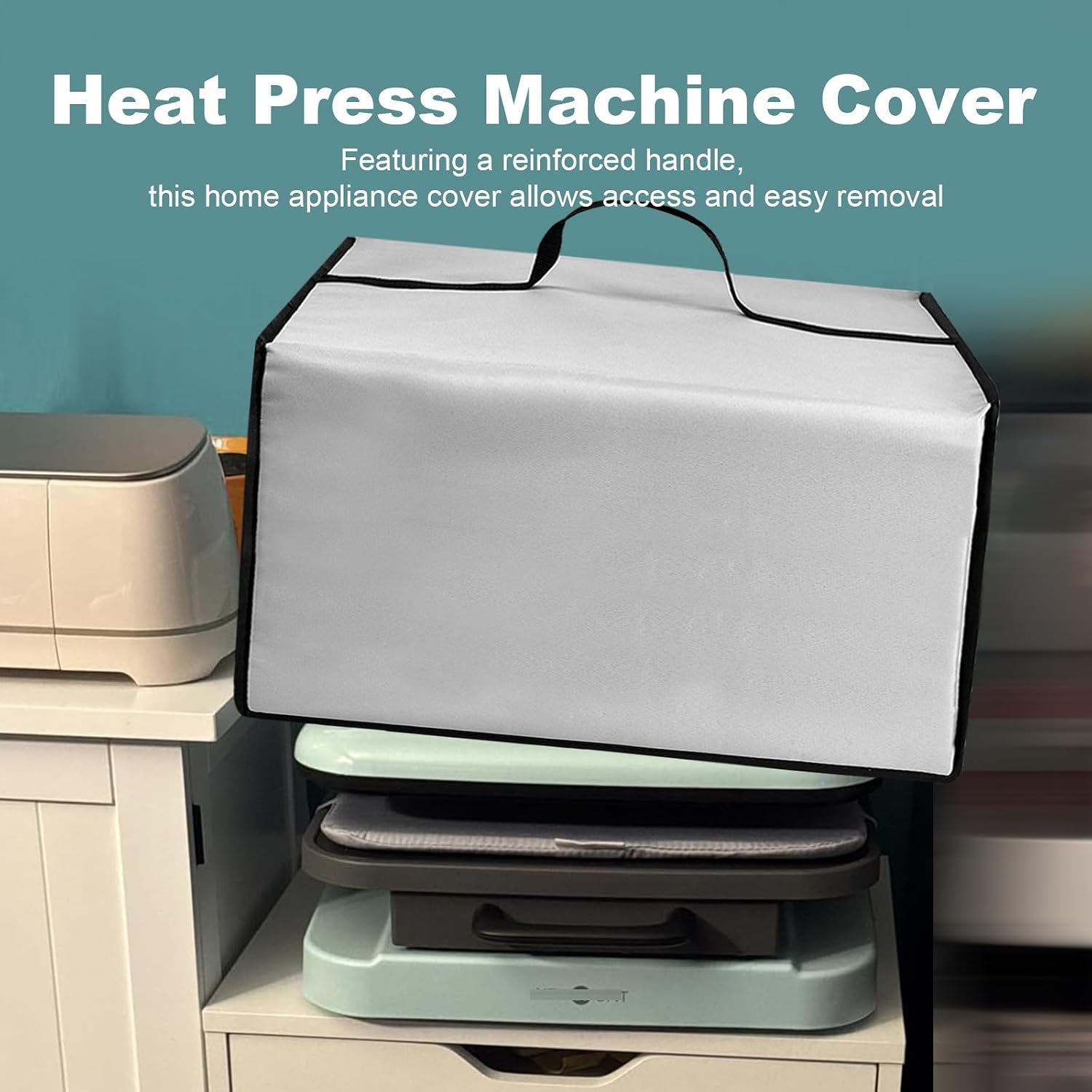 Heat Press Covers for HTVRONT Auto Heat Press Machine,Heavy Duty Heat-Resistant Nylon Dust Cover,Professional Heat Press Protector Case, Practical Home Accessory Covers (Silver)