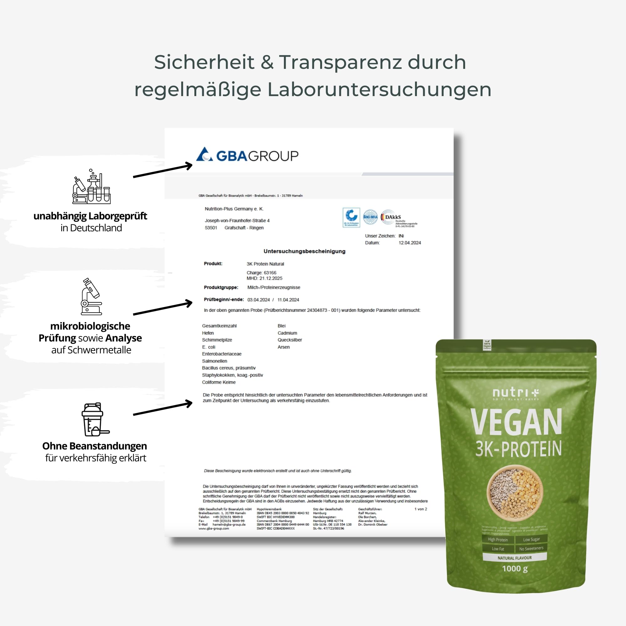 Nutri + Proteina vegana vaniglia 2 kg 81% proteine – 3k polvere proteica 2000 g – Vanilla Cream Flavor Shake – polvere proteica vegetale senza zucchero + stevia