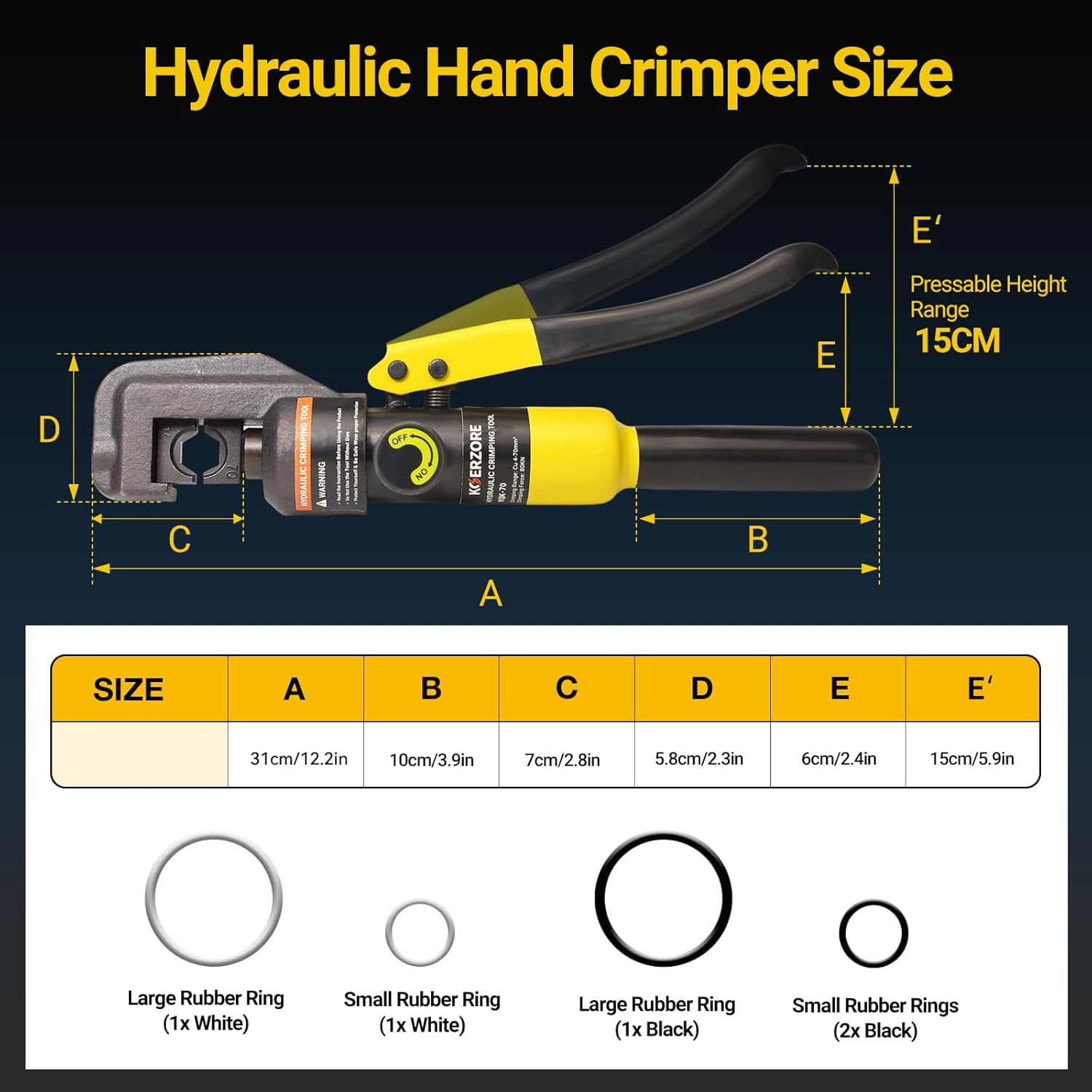 10 Ton Hydraulic Crimping Tool Kit with 8 Dies, Professional Wire Crimper for 12 AWG to 2/0 AWG, Battery Cable and Stainless Steel Wire Rope for Wire Rope, Battery Cable Ends Ring Terminals