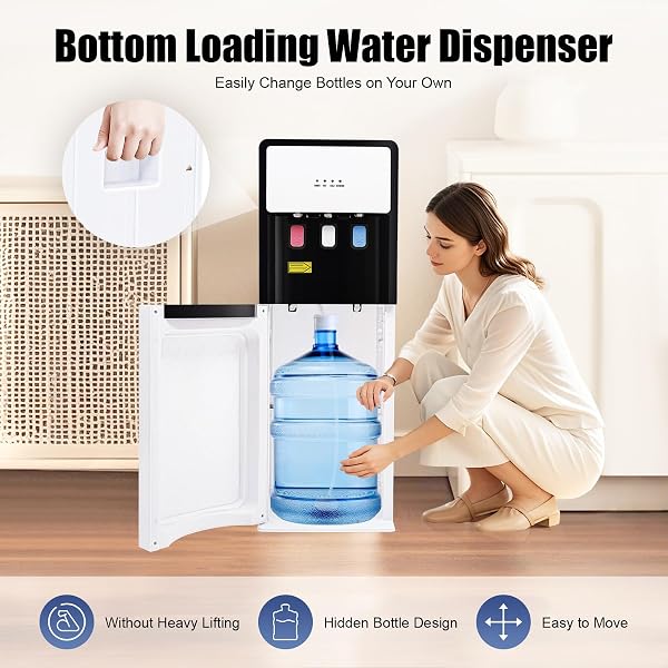 Water Dispenser with 3 Temperature Levels, Hot and Cold Water Dispenser, Bottom Load Design, 500W Heating Power, 90W Cooling Power for Home and Office, Black-White,31 - 4