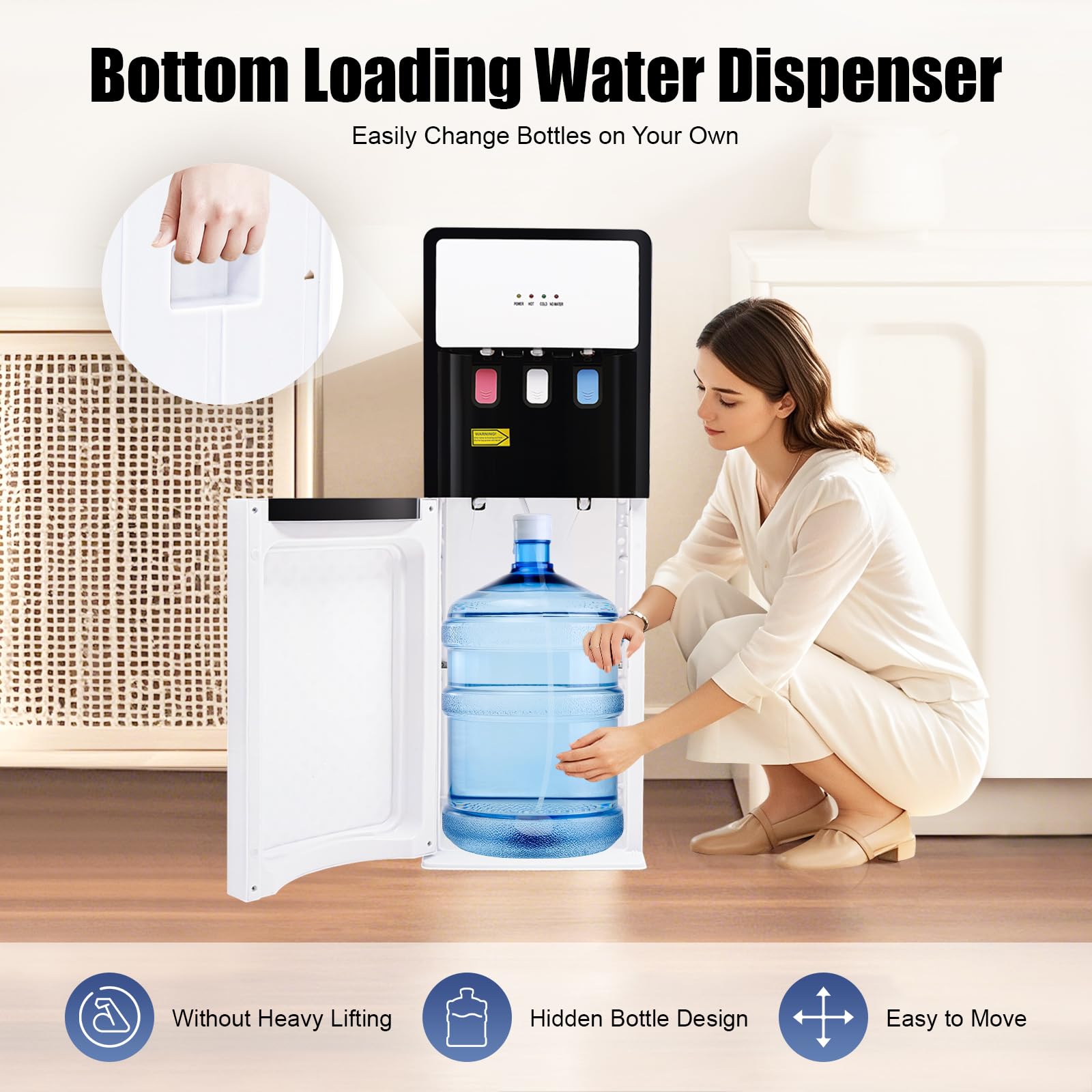 Distributeur d'eau électrique sur pied - Distributeur d'eau chaude froide - Double fonction - Distributeur d'eau chaude électrique sur pied - Pour la maison et le bureau - Avec protection de